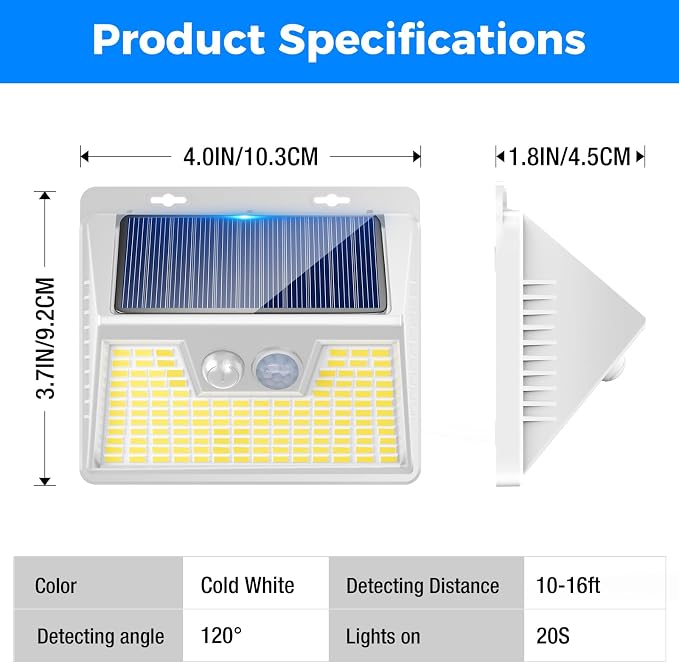 Peasur White Solar Lights Outdoor Waterproof, 8 Pack 140LED Bright Motion - Image 6