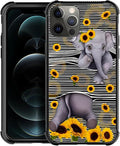 for iPhone 11 Pro Max Case, Cute Little Elephant Sunflower White Line Art by FKBRCL4U