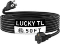 LUCKY TL Indoor Outdoor Extension Cord, 14/3 Gauge Black Long Extension Cord by LUCKYTL