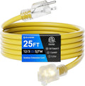 12 Gauge Outdoor Extension Cord 25 FT Waterproof, 3 Prong Plug, SJTW Heavy Duty by ISLEWIRE