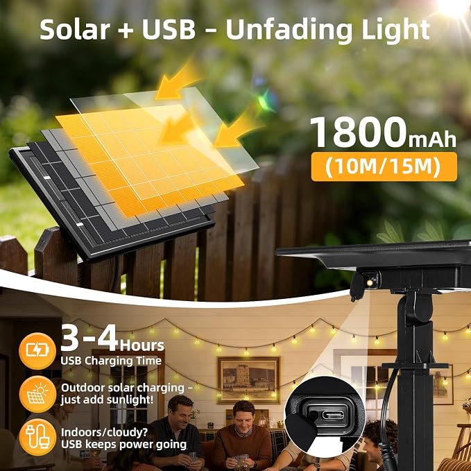 33FT Solar Lights Outdoor Waterproof: G40 10M Shatterproof Bulbs Patio Lights - Image 5