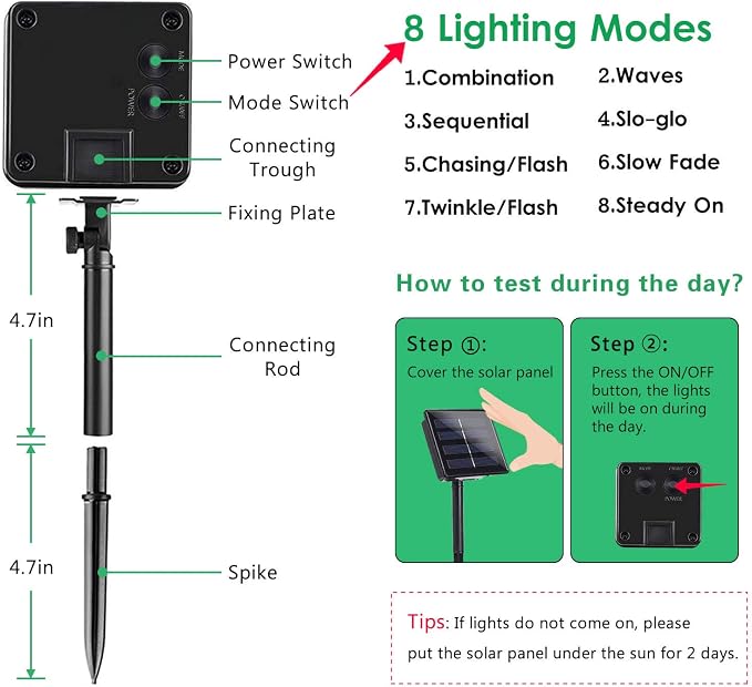 2 Pack 480 LED Solar Chrismas Lights Outdoor, 170 FT Super Long Solar String - Image 5