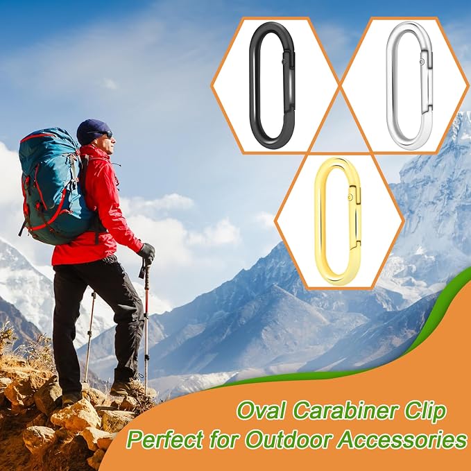 10Pack Oval Large Carabiner Clip, Metal Spring Carabiner Clips - Image 3
