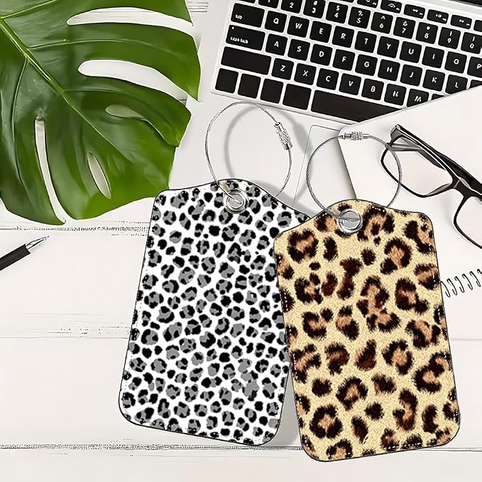 2 Pack Leopard Luggage Tags for Suitcases, Trendy Animal Print Travel ID Tags - Image 5