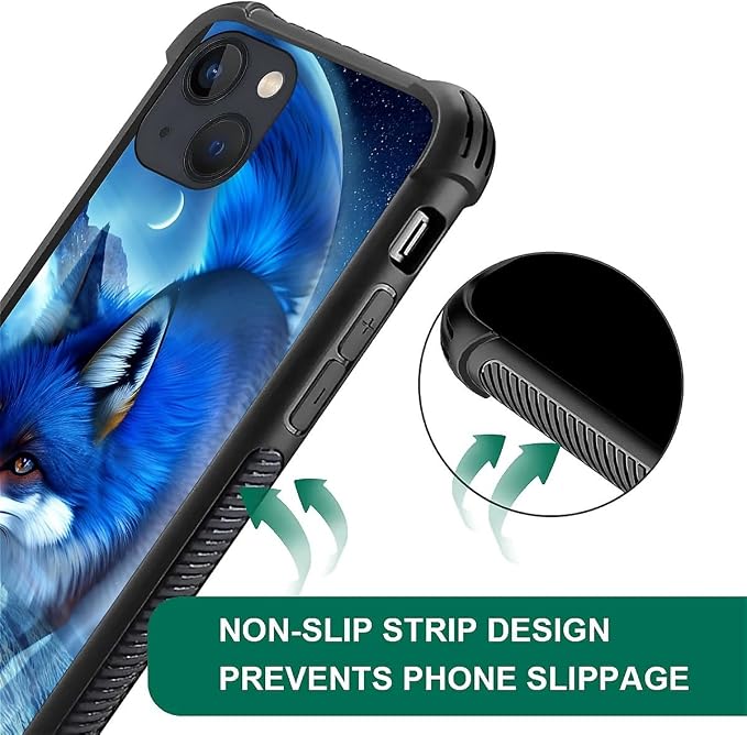 for iPhone 13 Mini Case, Snowy Mountain Fox Lake Pattern Graphic Design Girl - Image 6