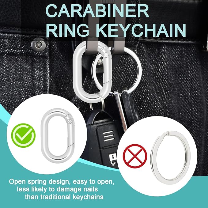 10Pack 1 Inch Small Carabiner Clip Metal Tiny Oval Carabiner Spring O Rings - Image 4