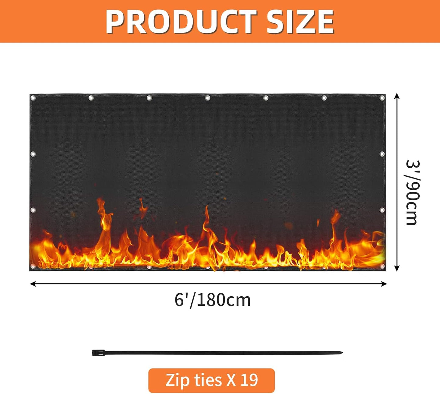 Grill Heat Shield and Deck Protector Mat, Fireproof BBQ Backing Screen for Fence and Railing Heavy Duty Black 3'x6'