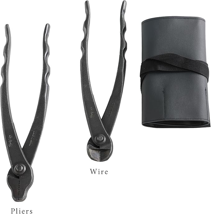 Wazakura Japanese 6PCS Bonsai Scissors and Branch Cutter Tool Kit with Roll Bag: Japanese Yasugi Steel Ashinaga and Twig Bonsai Scissors, Concave Branch Cutter, Knob Cutter, Jin Plier, Wire Cutter