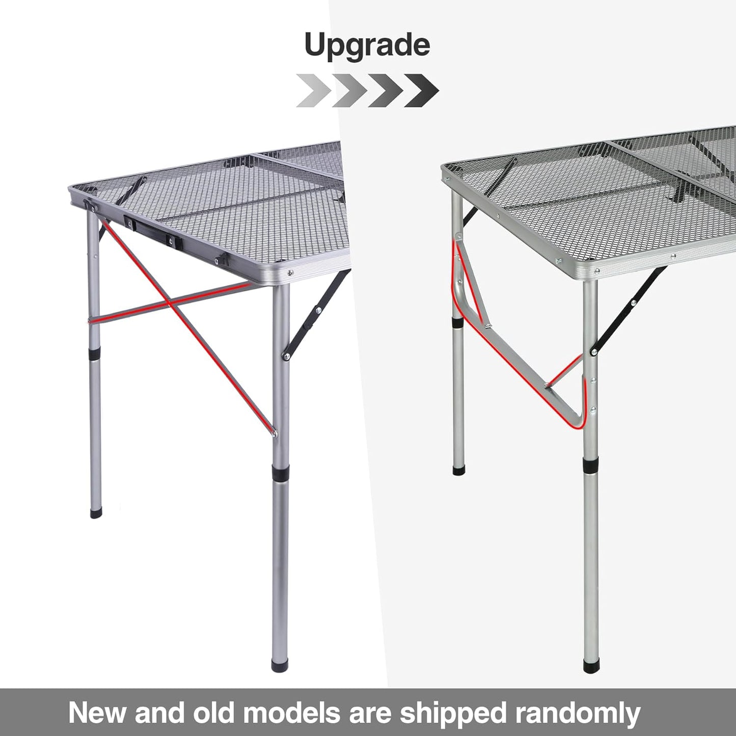 REDCAMP Folding Portable Grill Table for Outside, Lightweight Aluminum Metal Grill Stand Table for Camping Cooking BBQ RV Picnic,Easy to Assemble with Adjustable Heights Legs,Silver 32”x32”