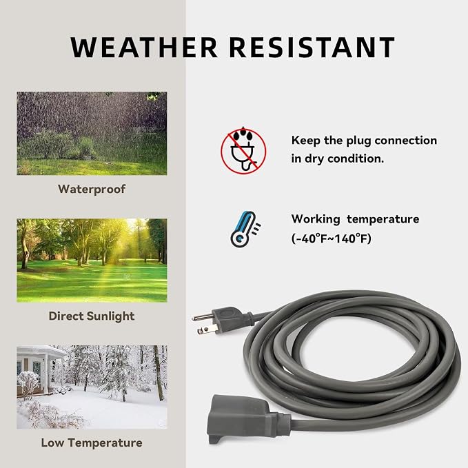 25ft Outdoor Extension Cord for Christmas Decorations - Image 5