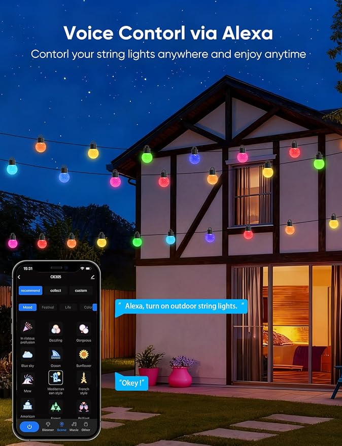 APPECK Outdoor String Lights 100ft, RGBW Color Changing Patio Lights - Image 3