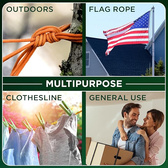 TECEUM Rope – 150 Feet x 1/4 Inch – Green Gray – Strong All-Purpose Utility - Image 6