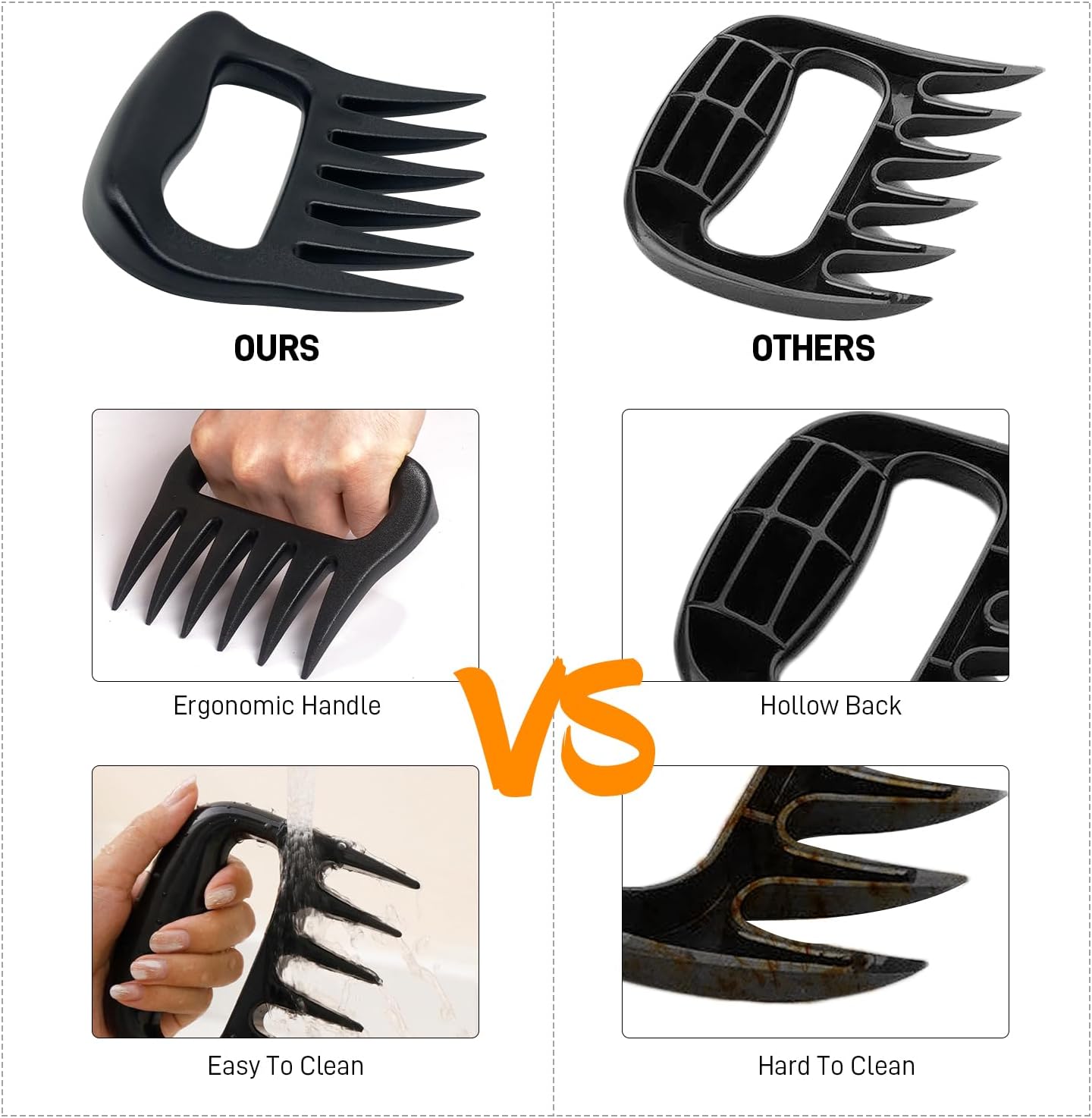 Meat Shredder Claws, Bear Claws for Shredding Meat Pulled Pork Chicken Turkey Beef, 2 PCS Barbecue Smoker Grilling Accessories for BBQ Gifts, White Elephant Gifts, Stocking Stuffers