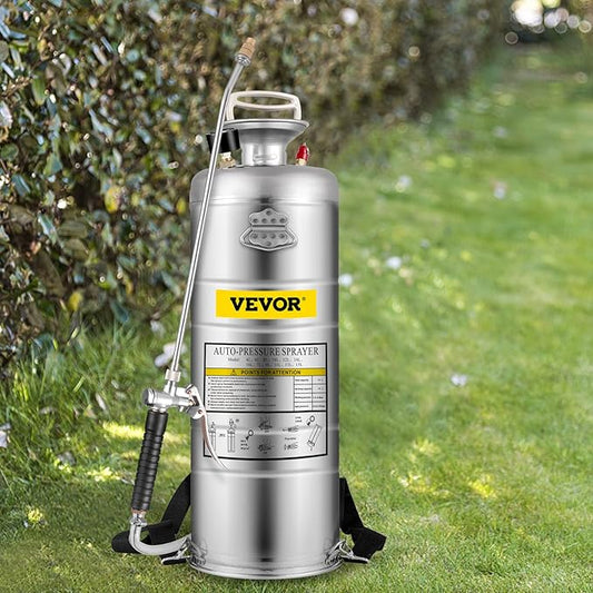 Happybuy 3.5 Gallon Stainless Steel Sprayer, 20" Wand & 3FT Reinforced Hose, Pressure Gauge, Safety Valve&Adjustable Nozzle, Garden Weed Pump Sprayer for Lawn, Gardening