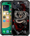 for iPhone 13 Case, Entwined Rose Snake Pattern Graphic Design Girl Boy Soft by FKBRCL4U