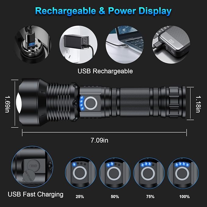 MILAOSHU Rechargeable Flashlights 90000 High Lumens - Image 6