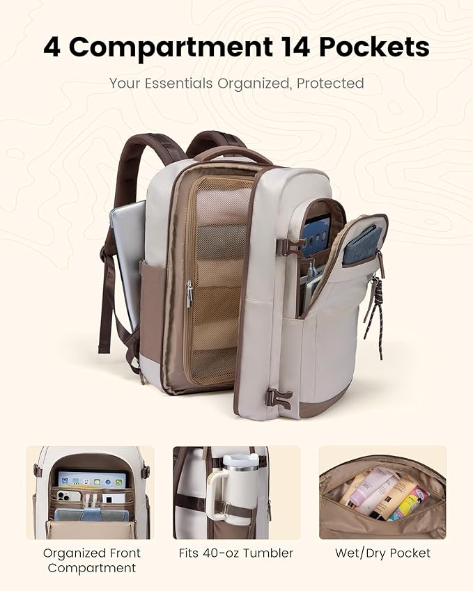 LOVEVOOK 40L Travel Backpack for Women, Airline Approved Carry On Luggage - Image 2
