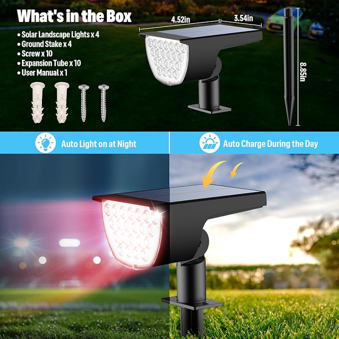 GKGG Solar Multicolor Lights Waterproof IP65, 8 Lighting Modes Solar Spot - Image 6