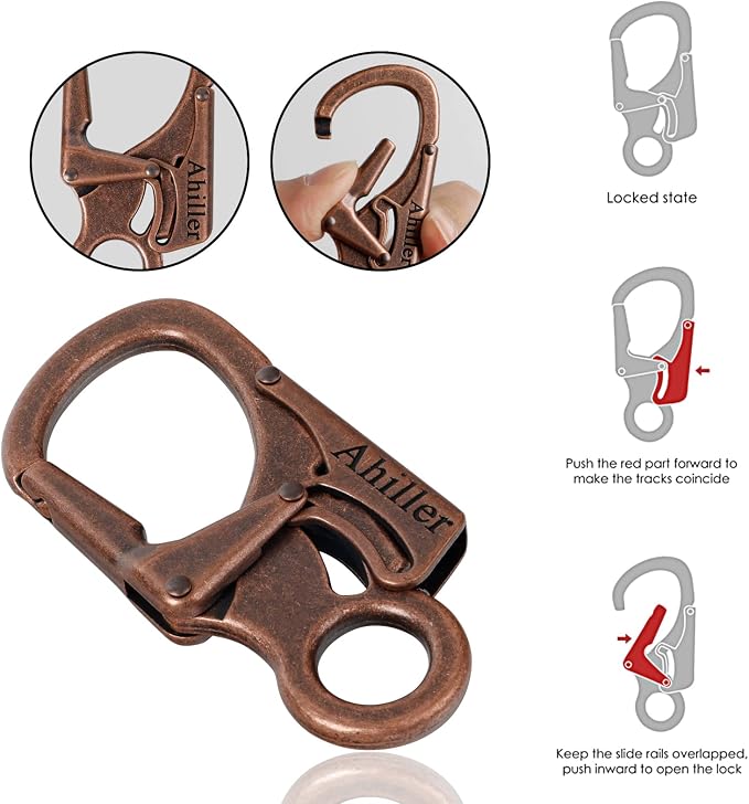 Ahiller Carabiner Clip, Double Anti-Misopening Locking Design, Key Ring Clip - Image 4