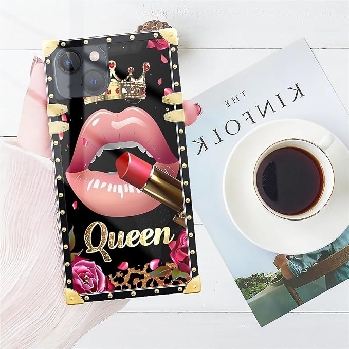 Compatible with iPhone 15 Case, Glitter Red Rose Queen Leopard Lipstick Luxury - Image 7