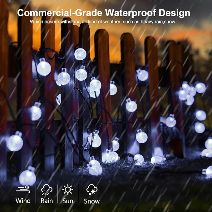 Joomer Solar String Lights Outdoor, 65FT 100LED Globe String Lights 8 Lighting - Image 7