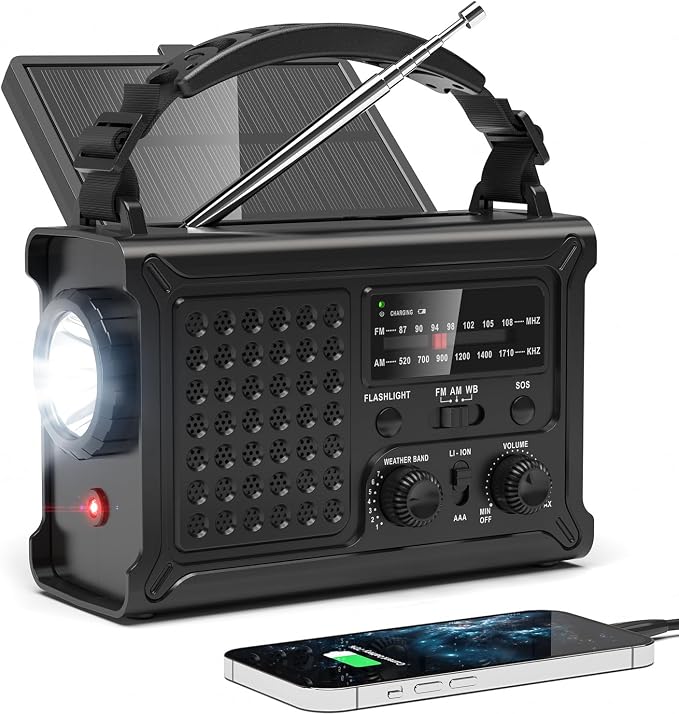 NOAA Emergency Weather Radio-12000mAh/44400mWh Radio Portable AM/FM by PPLEE