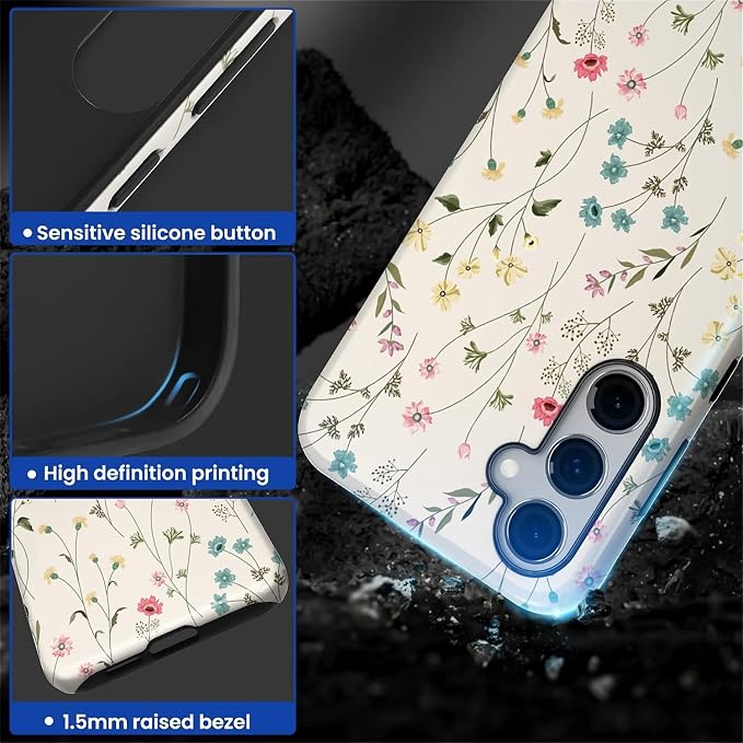 for Samsung Galaxy S24 Plus Case, HL2 Beige Flower Branch Hybrid 2 Layer Hard - Image 3