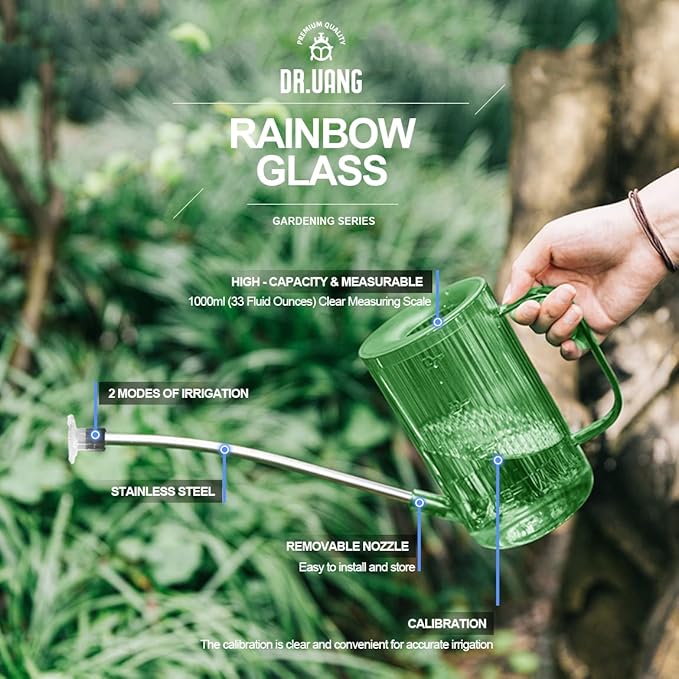 Small Watering Can Indoor Plants with Long Spout (1L, Green)