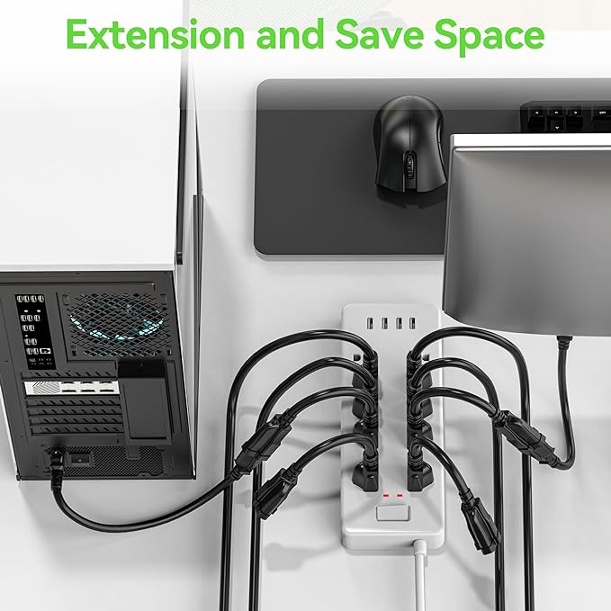 Power Extension Cord 3FT/36Inch, Short 3 Prong Electric Extension Cable Outlet - Image 3