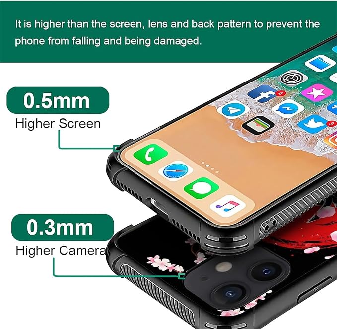 for iPhone 12/12 Pro Case, Sakura Japanese Samurai Pattern Graphic Design Girl - Image 3