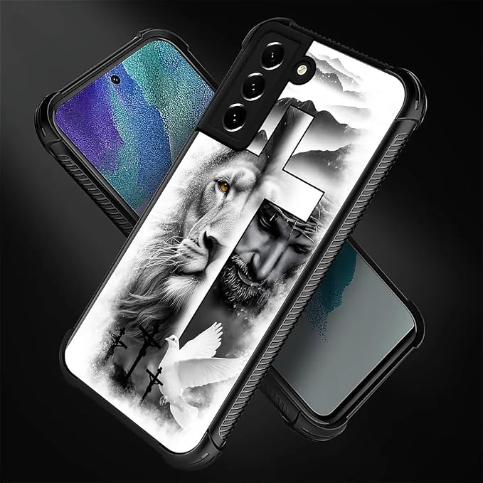 for Samsung Galaxy S22 Case, Lion Cross Jesus Christ Dove Pattern Graphic - Image 2
