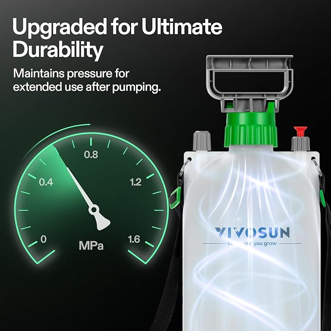 VIVOSUN Pump Sprayer 2.1 Gallon, Portable Water Spray Bottle in Lawn and Garden Yard, Weed Sprayer for Plants with 3 Nozzles, Adjustable Shoulder Strap, Pressure Relief Valve