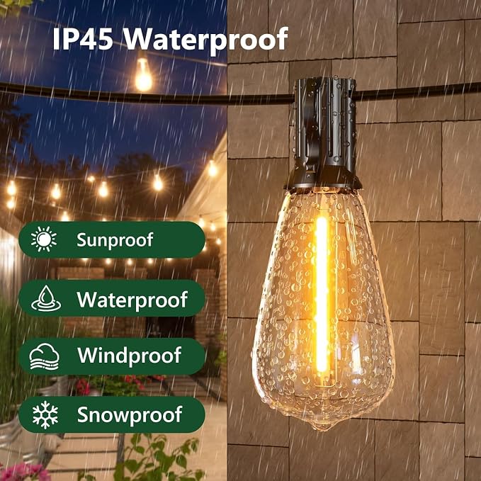 50FT Outdoor String Lights, Waterproof Patio Lights - Image 3