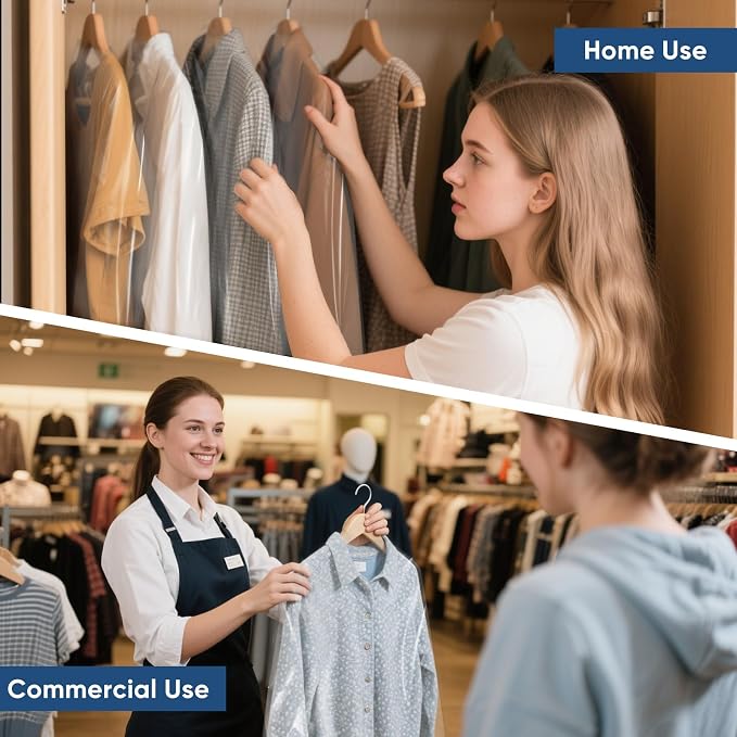 50 Pack 23.6"x55" Garment Bags for Hanging Clothes, Thick Clear Plastic Dry - Image 6