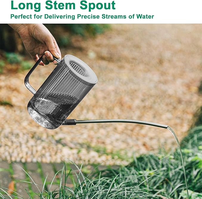 Long Spout Watering Can Indoor, Small Watering Cans for House Plants, Flowers, Succulents, 34oz (Grey)