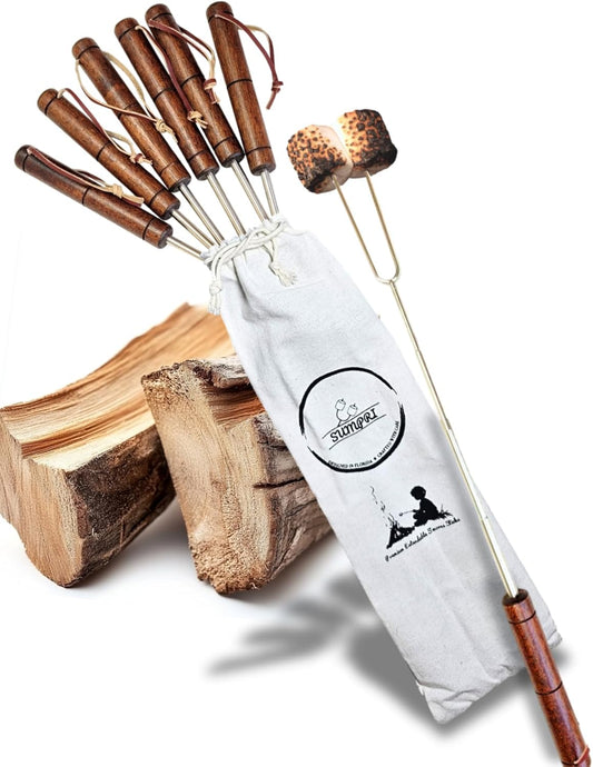 Smores Sticks For Fire Pit [Set Of 7] - Marshmallow Roasting Sticks For Campfire, Classic Smore Sticks - Hot Dog Sticks For Campfire - SUMPRI Campfire Sticks