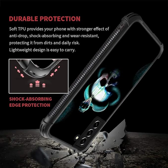 for Samsung Galaxy S21 Case, Skeleton Winding Snake Pattern Graphic Design Girl - Image 5