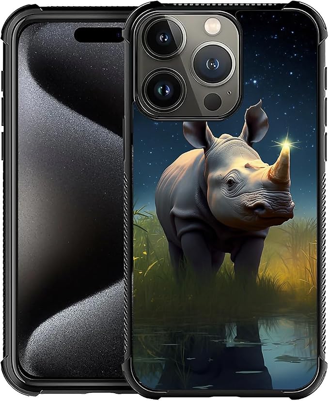 for iPhone 16 Pro Max Case, Rhino Water Marshes Pattern Graphic Design Girl Boy by FKBRCL4U