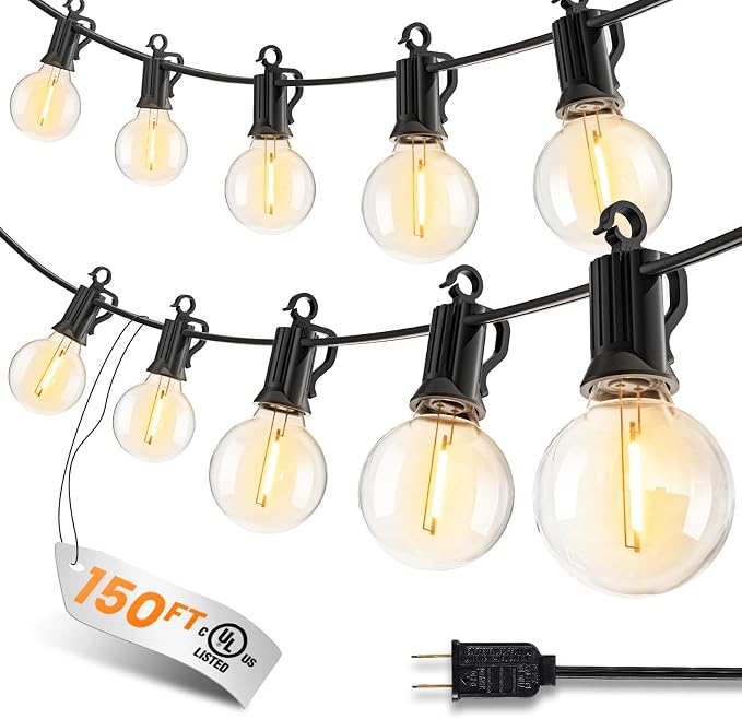Outdoor String Patio Lights, 150FT 75 LED Patio Lights Waterproof, Connectable by SmartDawn