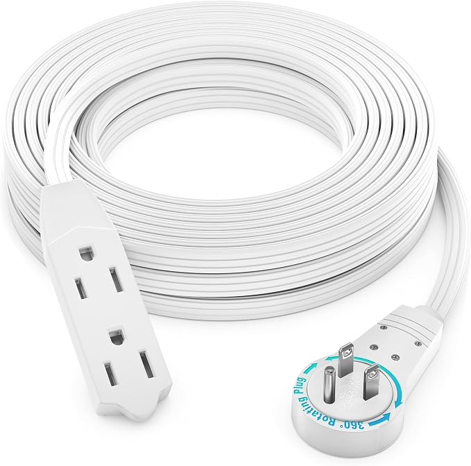 Maximm Cable 25 Ft 360° Rotating Flat Plug Extension Cord/Wire, 16 AWG Multi 3 by MaximmCable