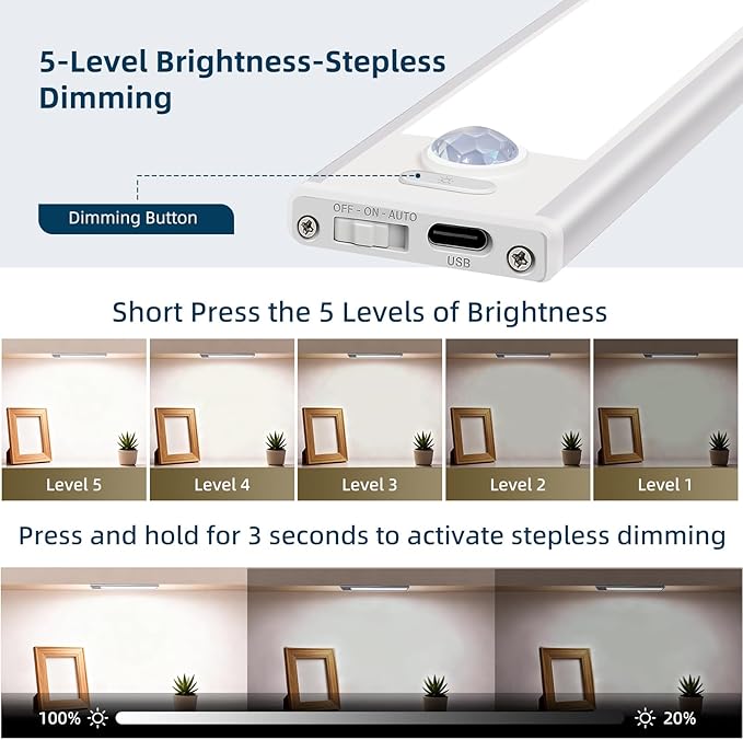14inch Under Cabinet Lighting, 4 Pack Rechargeable Motion Sensor Light Indoor - Image 5