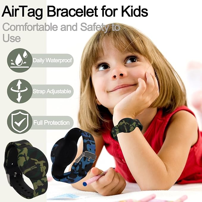 Waterproof AirTag Bracelet for Kids, Hidden Printed Wristband for Apple Air Tag - Image 2