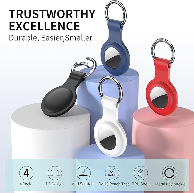 Compatible with AirTag Holder Case Keychain 2 Pack, - Image 2