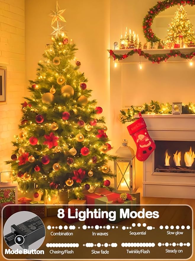 33 FT 100 LED Christmas String Lights Indoor Outdoor, Memory Function & Timer & - Image 2