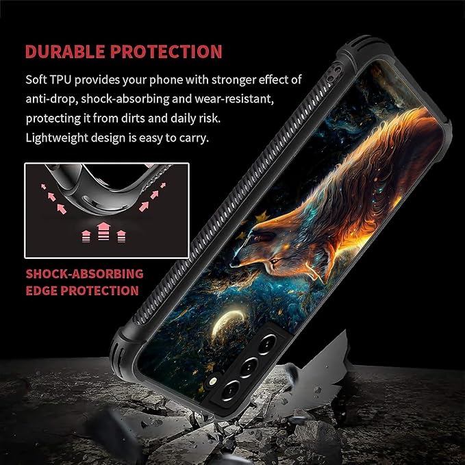 for Samsung Galaxy S22 Plus Case, Star Cave Hungry Wolf Pattern Graphic Design - Image 6