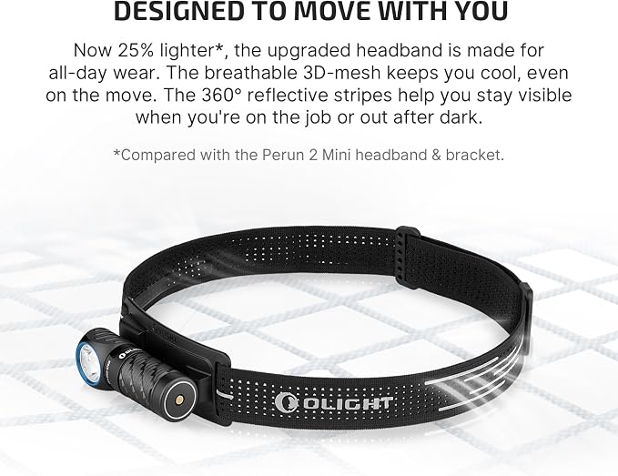 OLIGHT Perun 3 Mini Headlamp 920 Lumens LED Head Flashlight, Rechargeable - Image 5