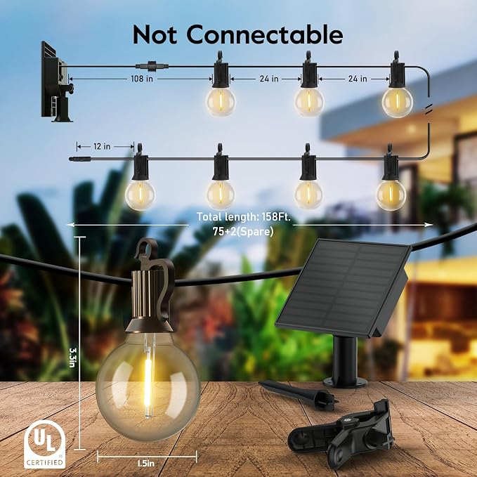 Minetom 158FT Solar String Lights Outdoor - Image 2
