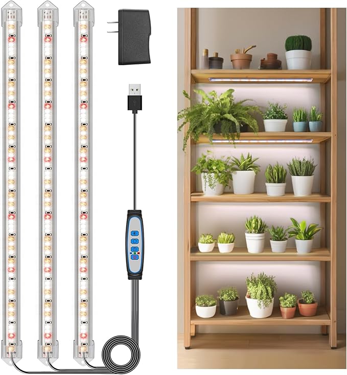 LED Grow Light Strip, 180 LEDs Grow Lights for Indoor Plants Full Spectrum 3000K/6000K/660nm Sunlike Plant Light for Indoor Growing with 3 Spectrum Modes, 16 Inches