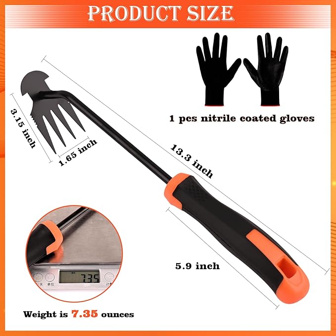 Weed Removal Tool, Portable Garden Weeder Tool，2024 New Manganese Steel Weed Puller Tool with Rubber Handle for Vegetable Gardening Garden Yard Farm Farm Planting & Uprooting Weeding Tool (Black)