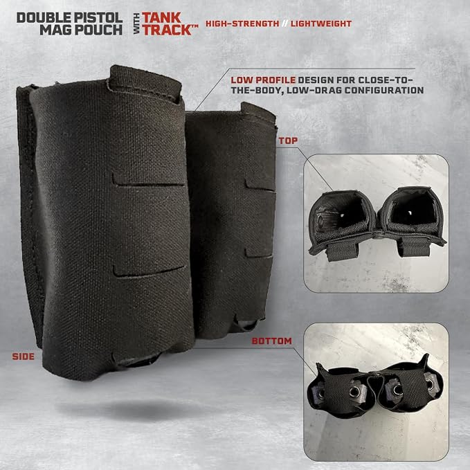Double Pistol Magazine Pouch, High-Strength Laminate Material, MOLLE Compatible - Image 4